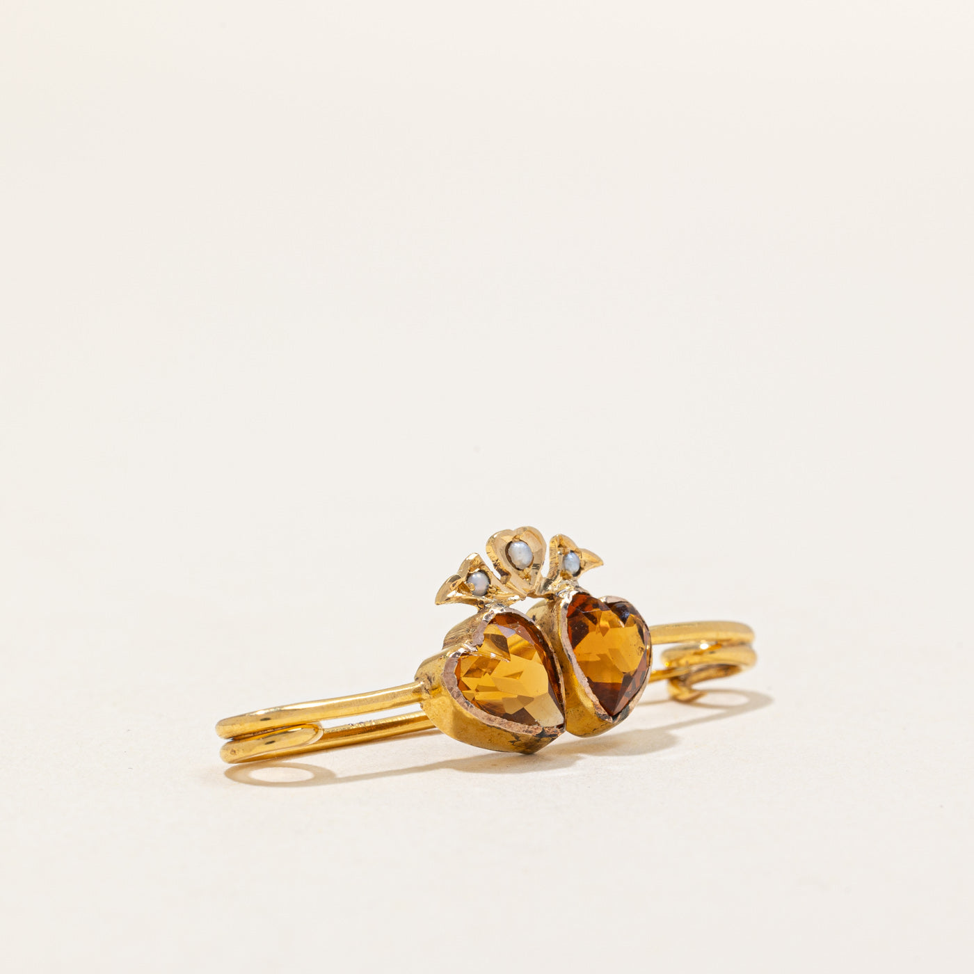 Citrine Heart & Seed Pearl Brooch | 0.90ctw |