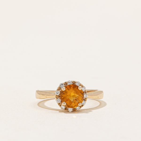 Citrine & Diamond Halo Ring | 0.68ct, 0.05ctw | SZ 4.25 |