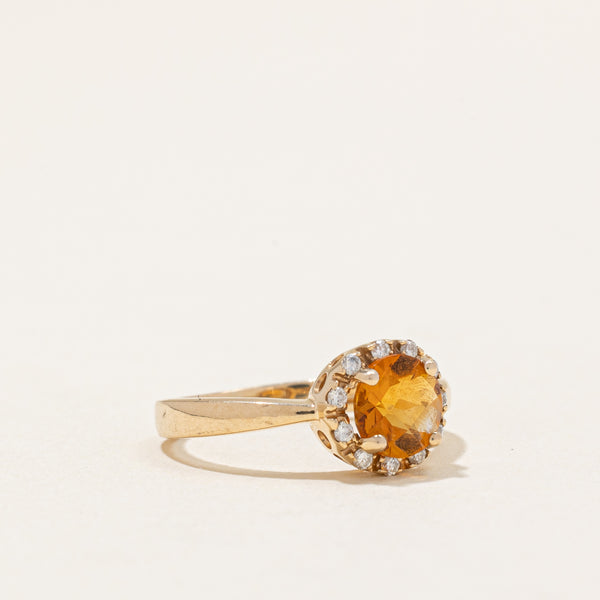 Citrine & Diamond Halo Ring | 0.68ct, 0.05ctw | SZ 4.25 |