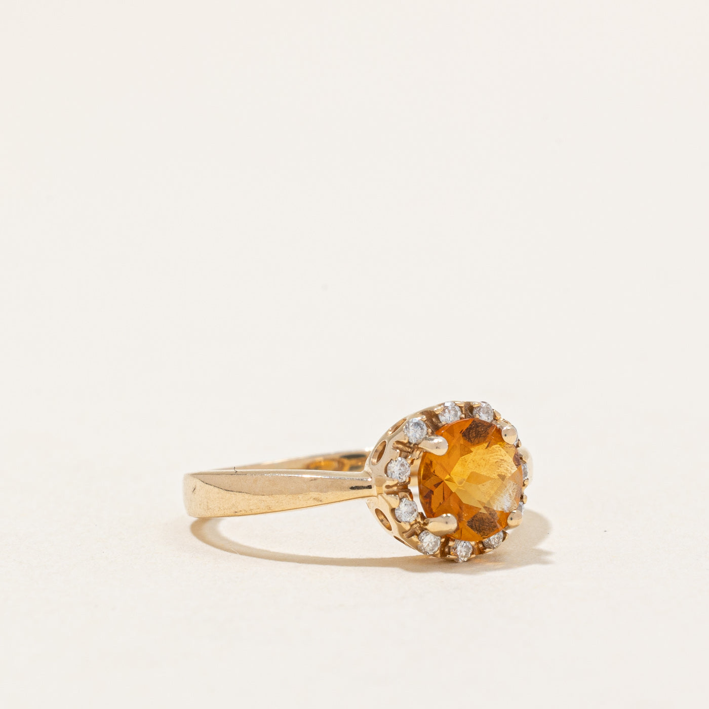 Citrine & Diamond Halo Ring | 0.68ct, 0.05ctw | SZ 4.25 |