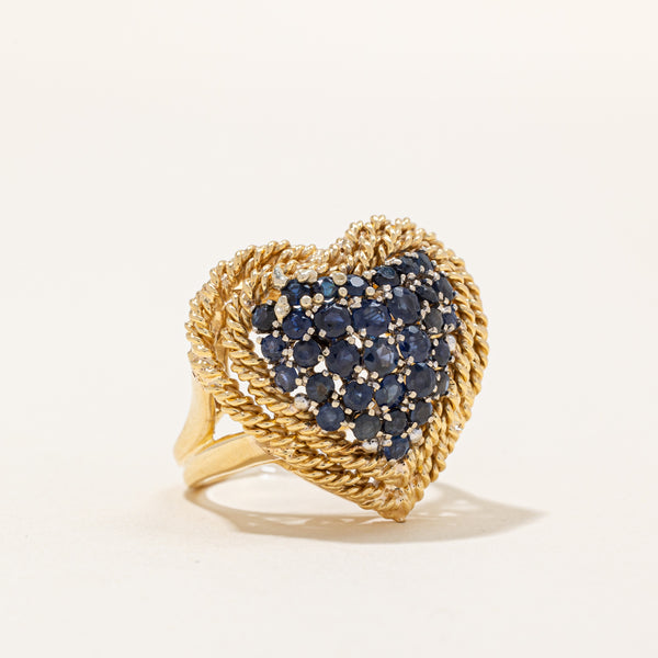 Sapphire Heart Cocktail Ring | 1.20ctw | SZ 6.75 |