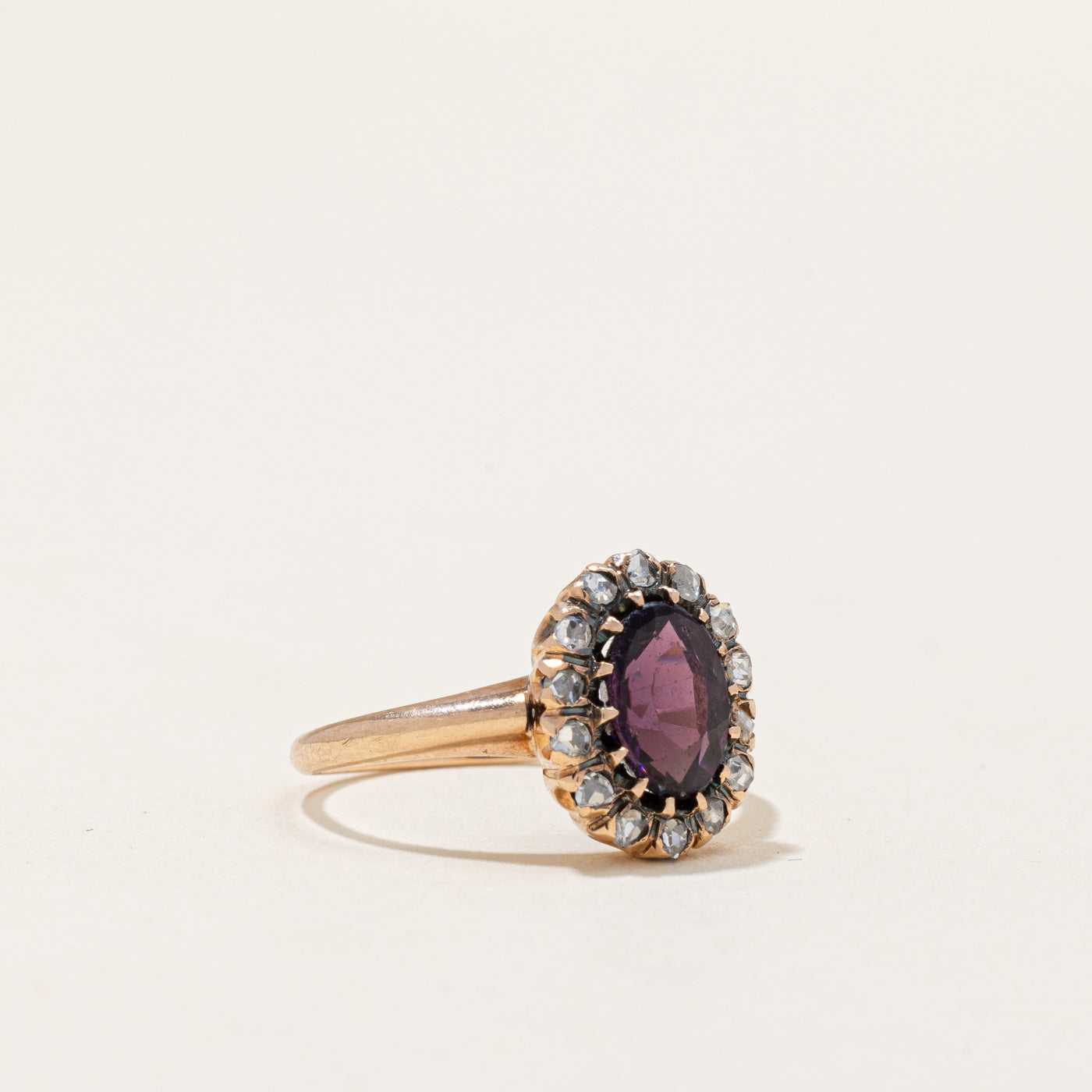 Garnet Topped Doublet & Diamond Halo Ring | 0.60ct, 0.15ctw | SZ 3.25 |