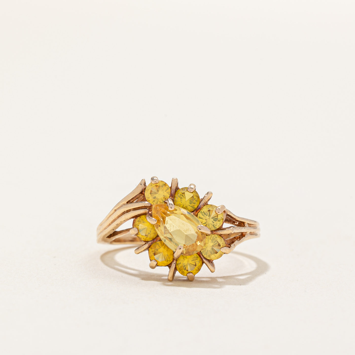 Synthetic Yellow Sapphire Cocktail Ring | 1.60ctw | SZ 7 |