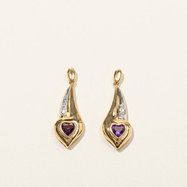 Heart Shape Amethyst & Diamond Earrings | 0.70ctw | 0.06ctw |