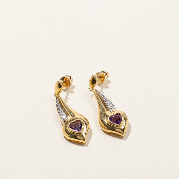 Heart Shape Amethyst & Diamond Earrings | 0.70ctw | 0.06ctw |