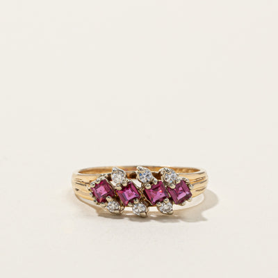 Cluster Ruby & Diamond Ring | 0.40ctw | 0.12ctw | SZ 7.5 |