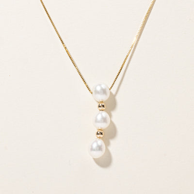 Three Stone Pearl Pendant Necklace | 15