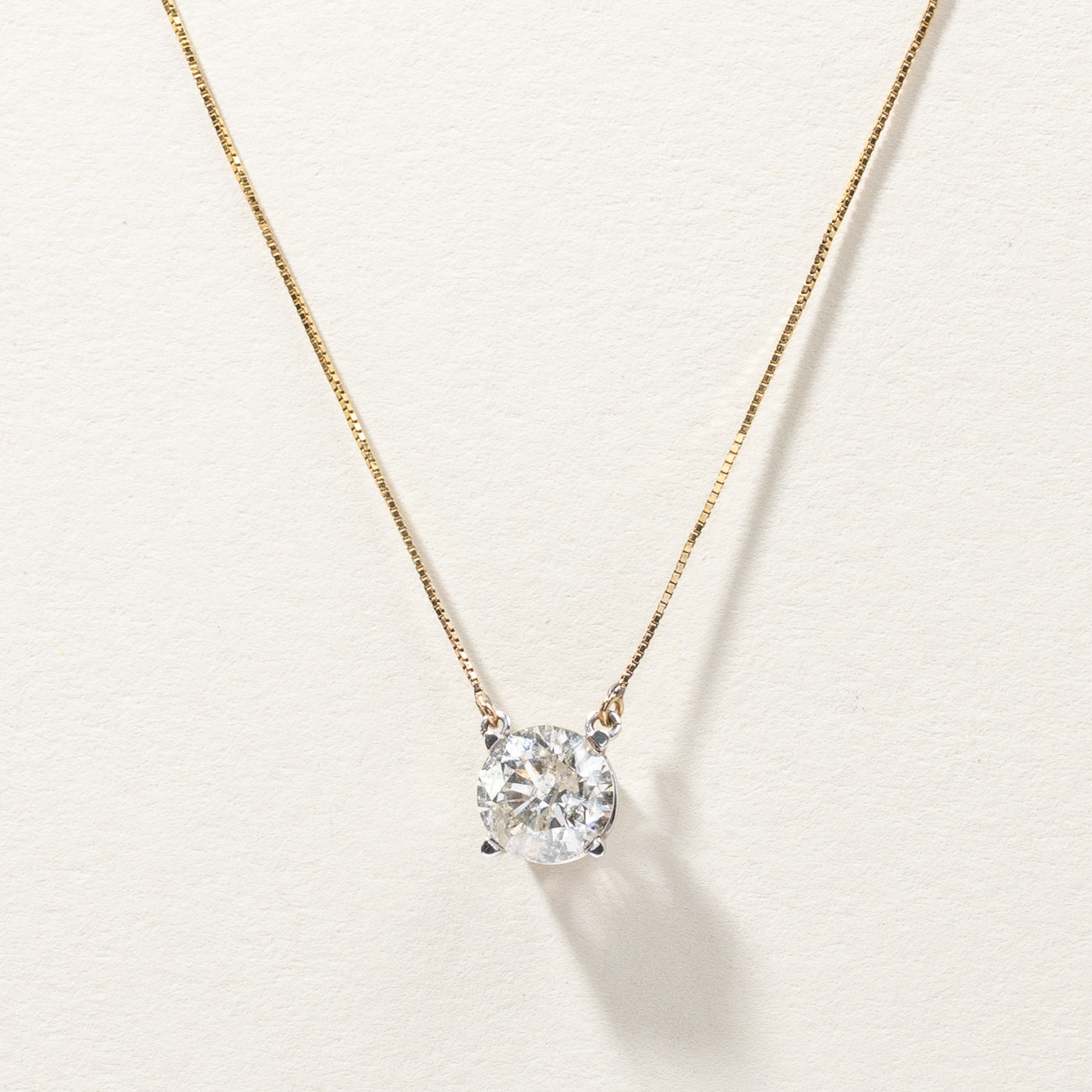 Solitaire Diamond Pendant Necklace | 2.20ct I2 K/L | 17"|