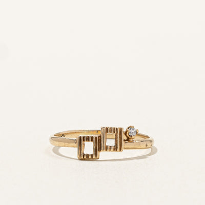 Diamond Textured Geometric Ring | 0.02ct | SZ 4.75 |