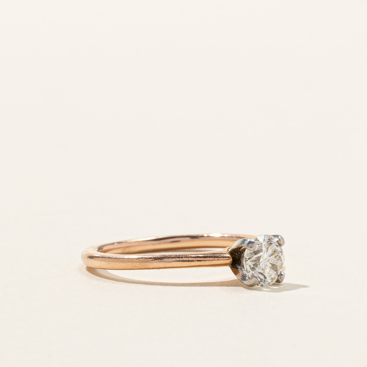 Bague de fiançailles solitaire en or rose et diamant | 0,75 ct SI2 J | Taille 7,25 | 