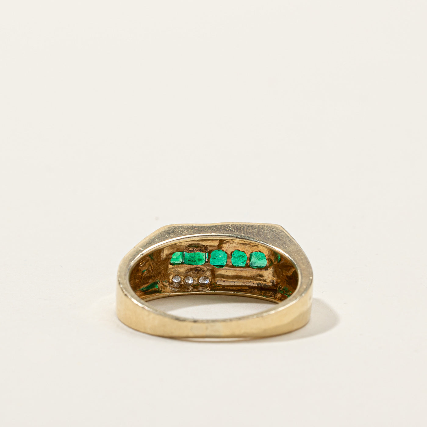 Channel Set Emerald & Diamond Ring | 0.50ctw | 0.24ctw | SZ 9.25 |