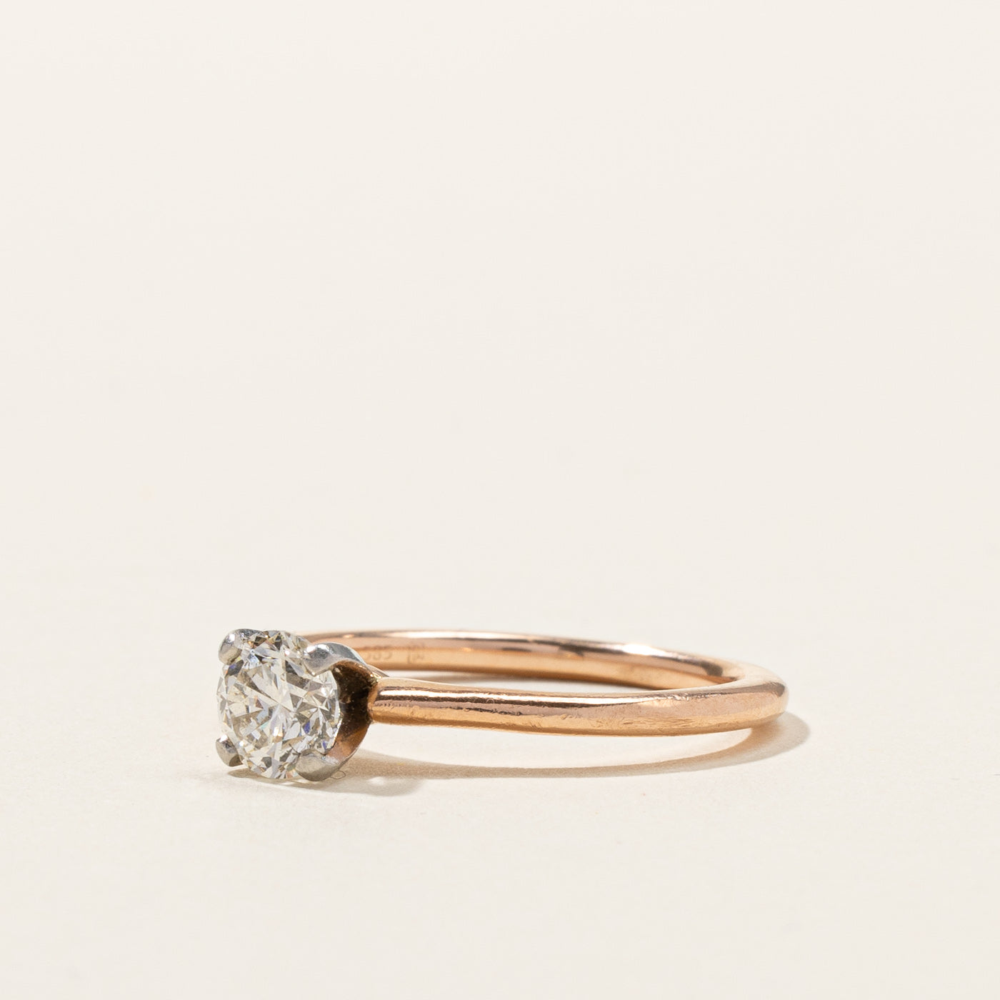 Bague de fiançailles solitaire en or rose et diamant | 0,75 ct SI2 J | Taille 7,25 | 