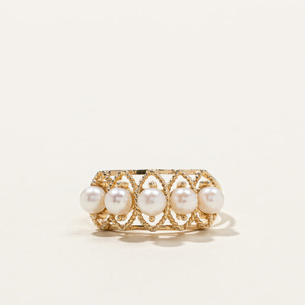 Five Stone Pearl Ring | SZ 6.75 |