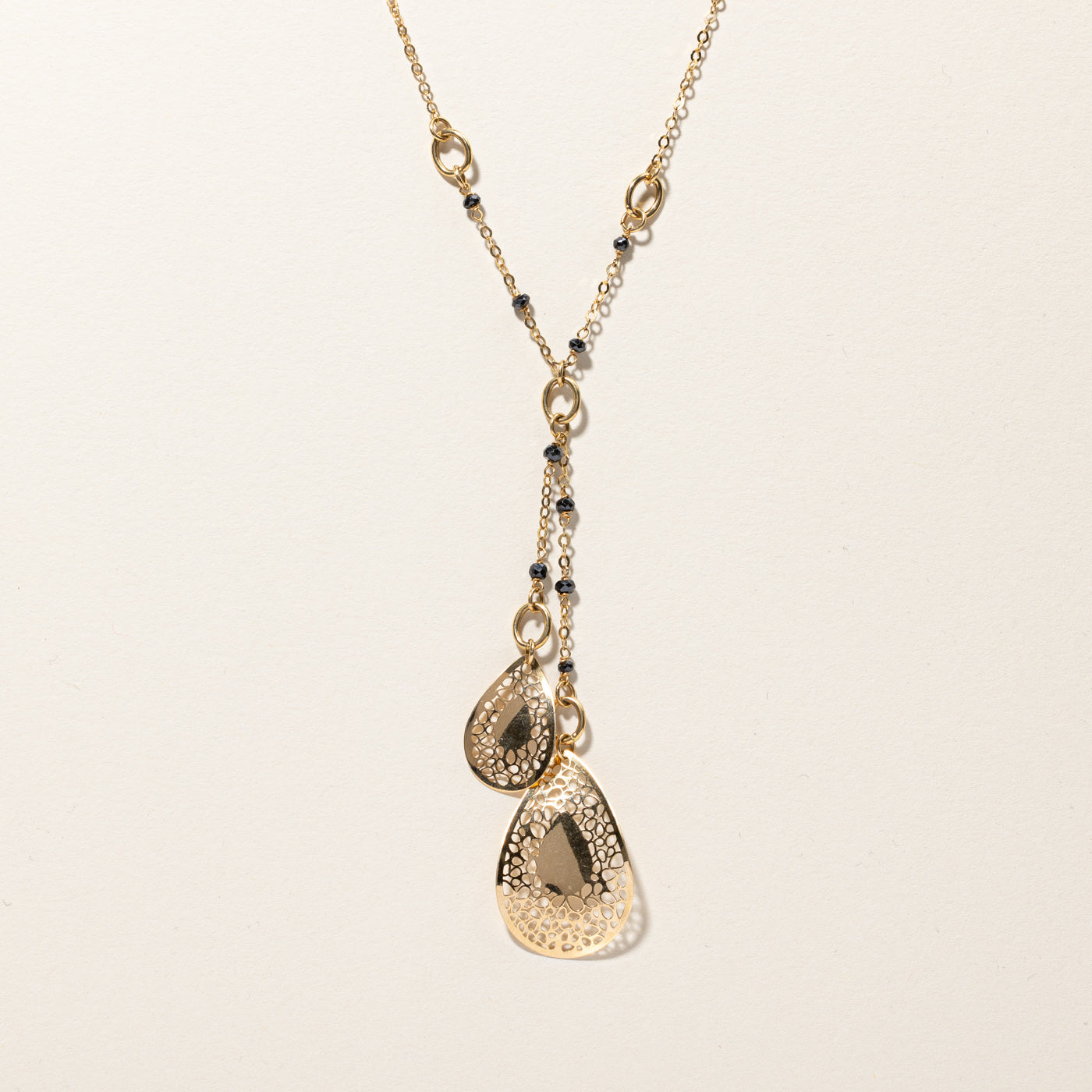 Textured Onyx Bead Gold Necklace | 1.00ctw | 18"|