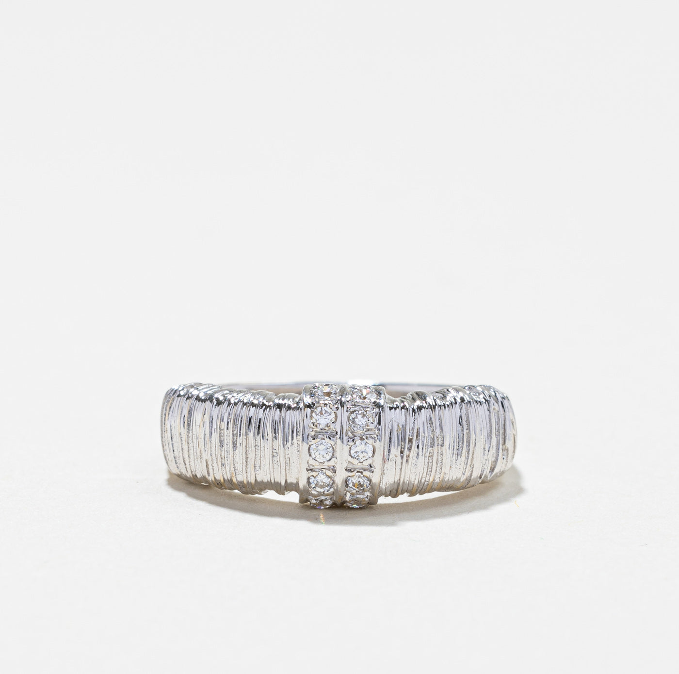 Textured Diamond White Gold Ring | 0.10ctw | SZ 6 |