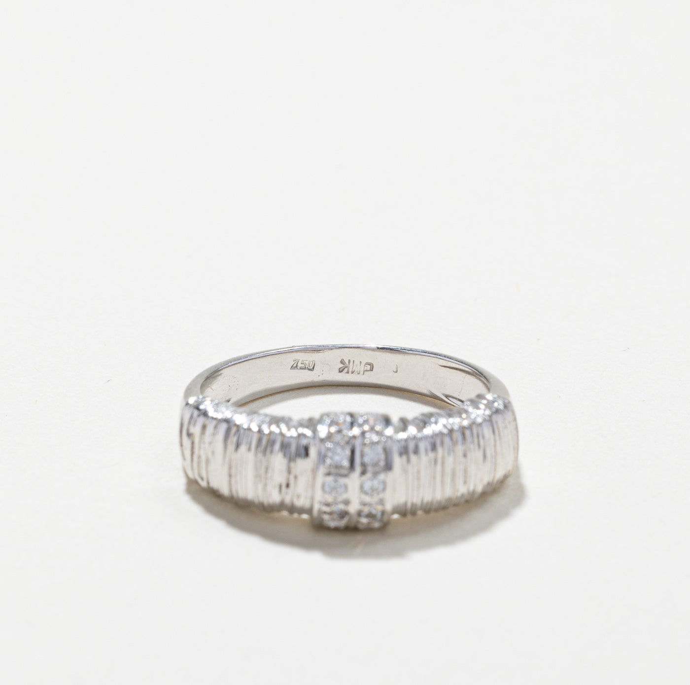 Textured Diamond White Gold Ring | 0.10ctw | SZ 6 |