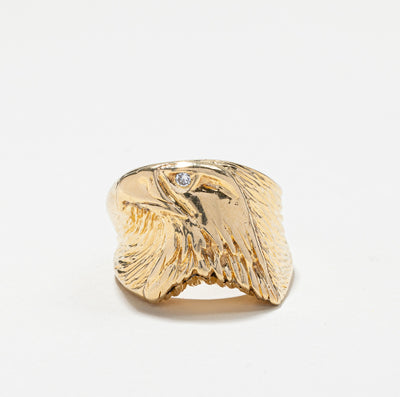 Solid Gold Eagle Diamond Ring | 0.03ct | SZ 9.75 |