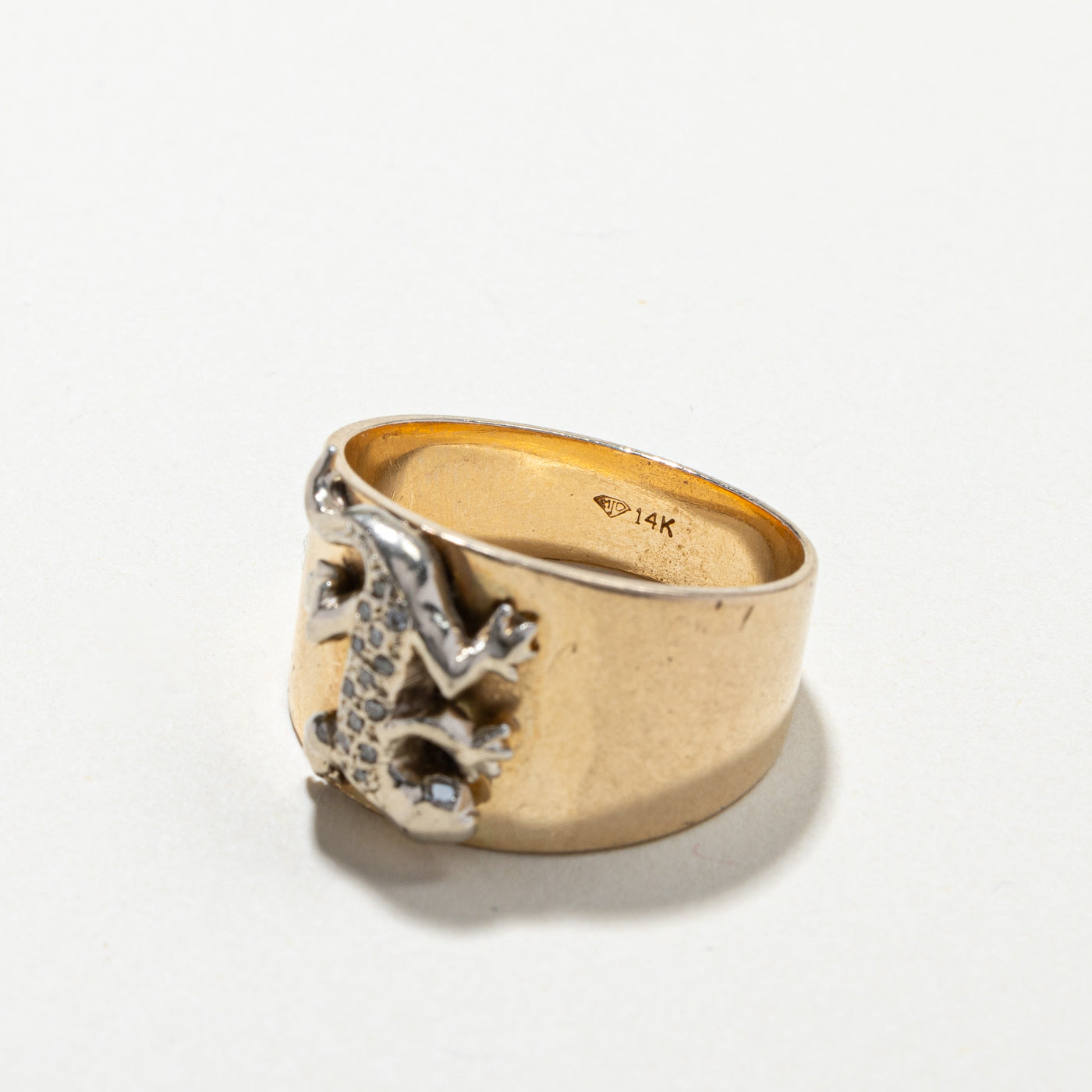 Diamond Lizard Gold Wide Ring | 0.05ctw | SZ 10.25 |