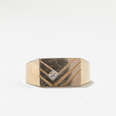 Solitaire Diamond Signet Ring | 0.01ct | SZ 10.5 |