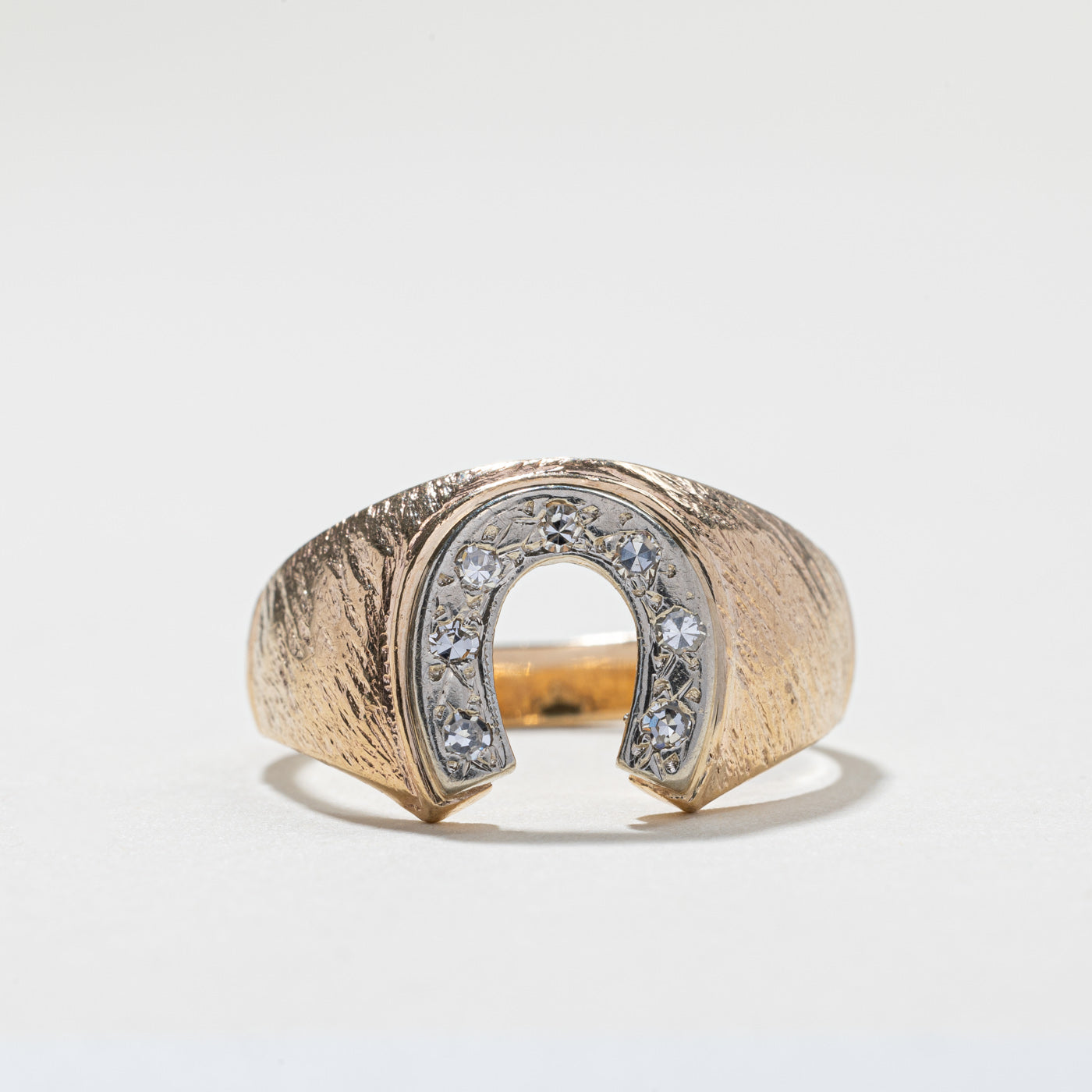 Diamond Horseshoe Gold Ring | 0.11ctw | SZ 9.75 |