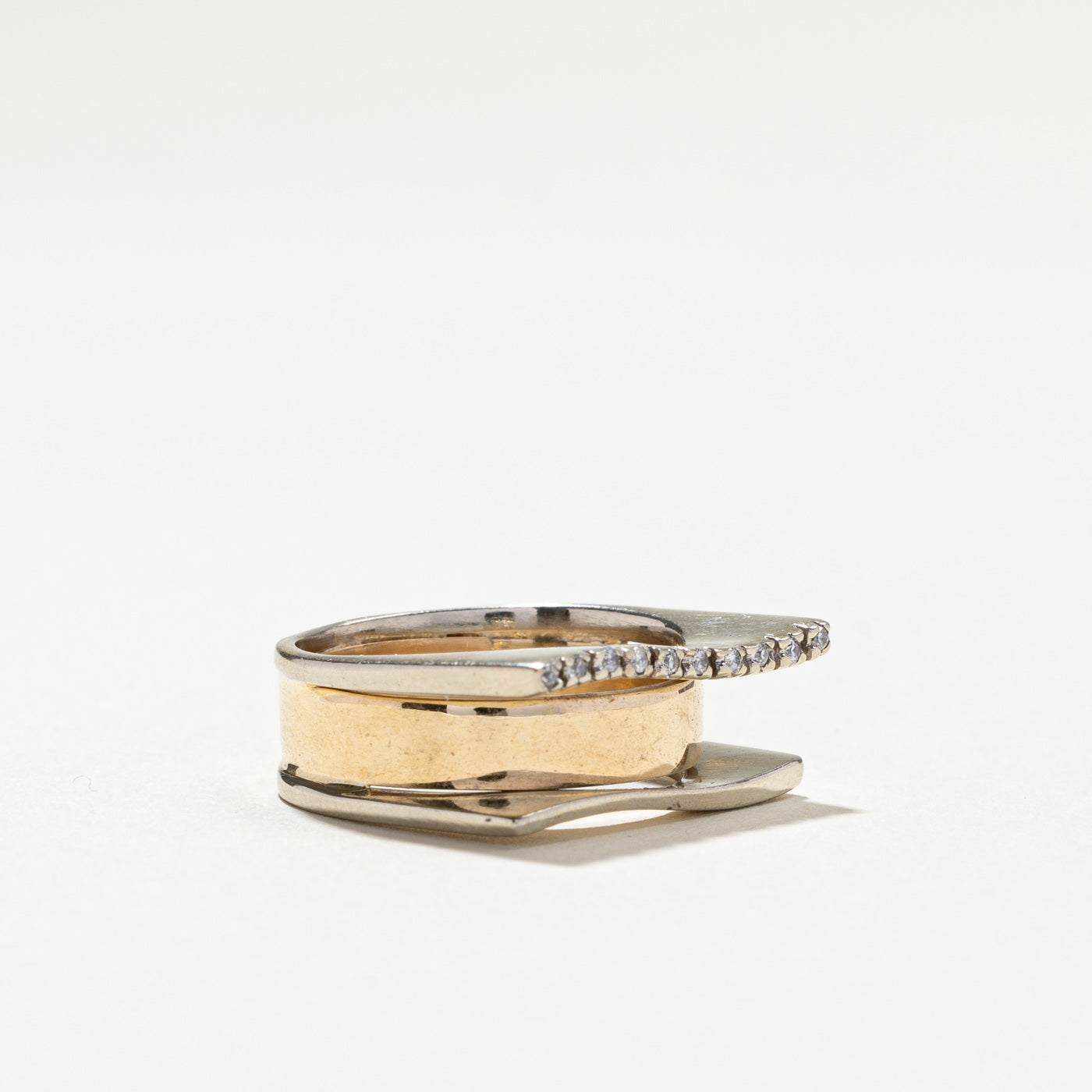 Bague sertie de diamants pavés | 0,08 ct | Taille 5,5 | 