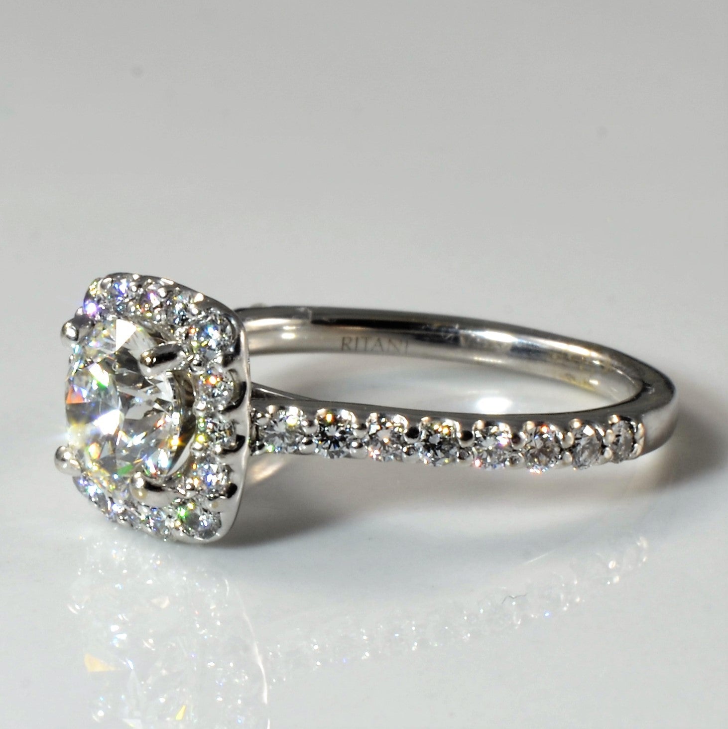 'Ritani' Halo Diamond Engagement Ring | 1.29ctw | SZ 4.75 | - 100 Ways