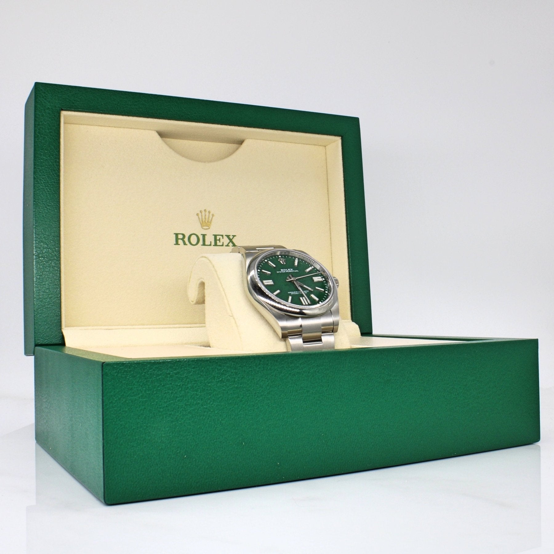 'Rolex' Oyster Perpetual Green Face Watch | 8" | - 100 Ways