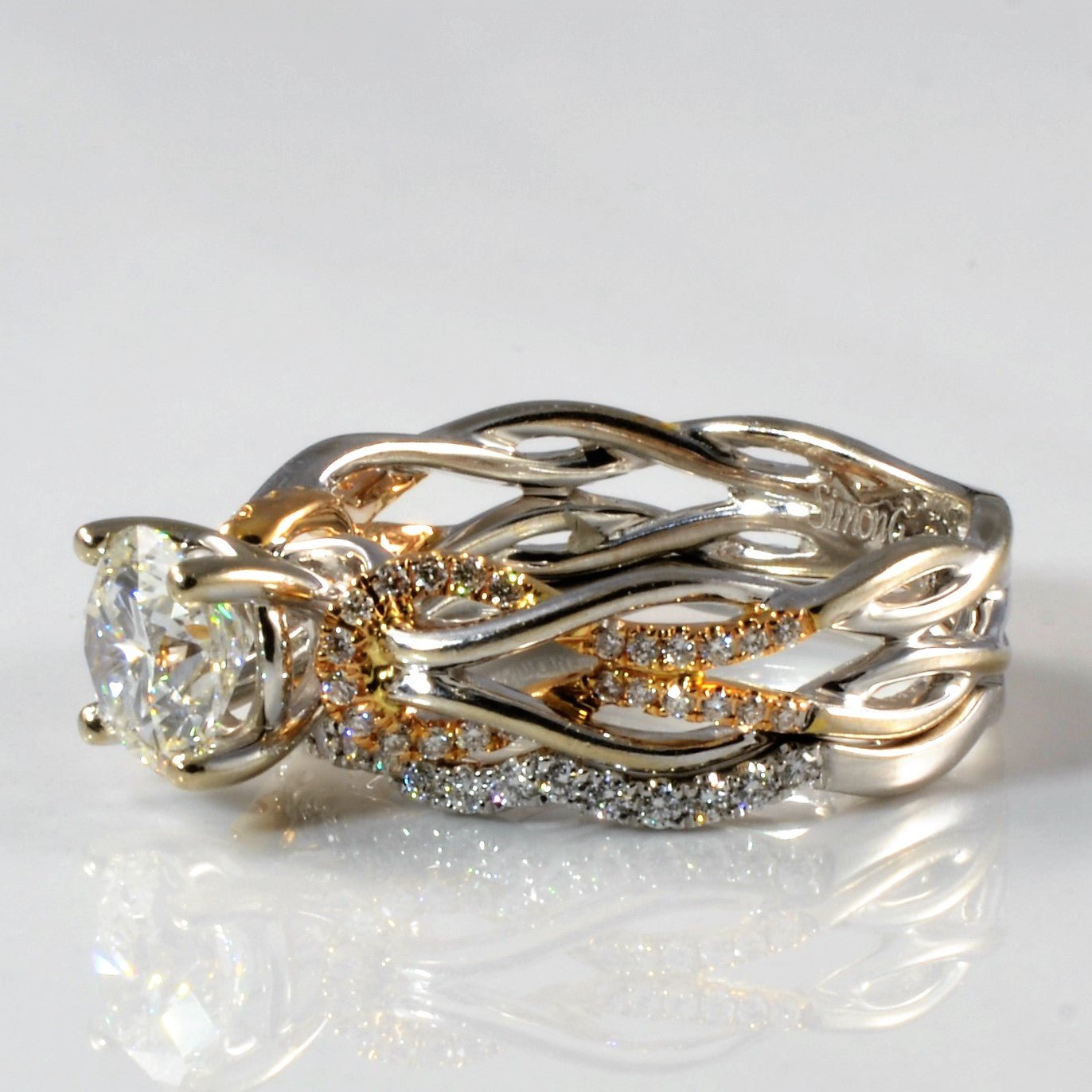 'Simon G' Two Tone Diamond Wedding Set | 1.16ctw | SZ 5.75 | - 100 Ways