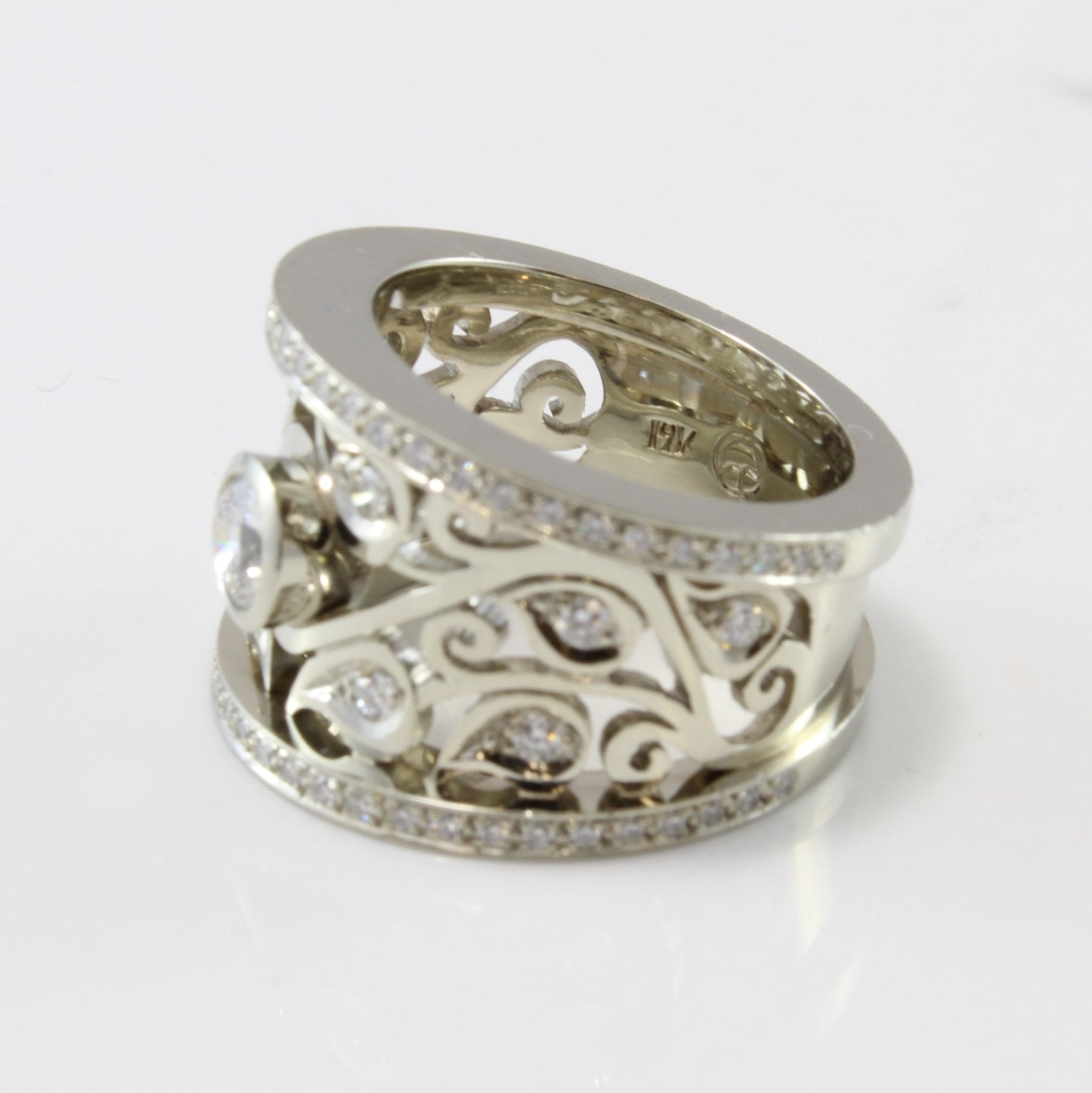 'Stittgen' Filigree Leaf & Bezel Set Diamond Ring | 0.85 ctw | SZ 6.5 | - 100 Ways