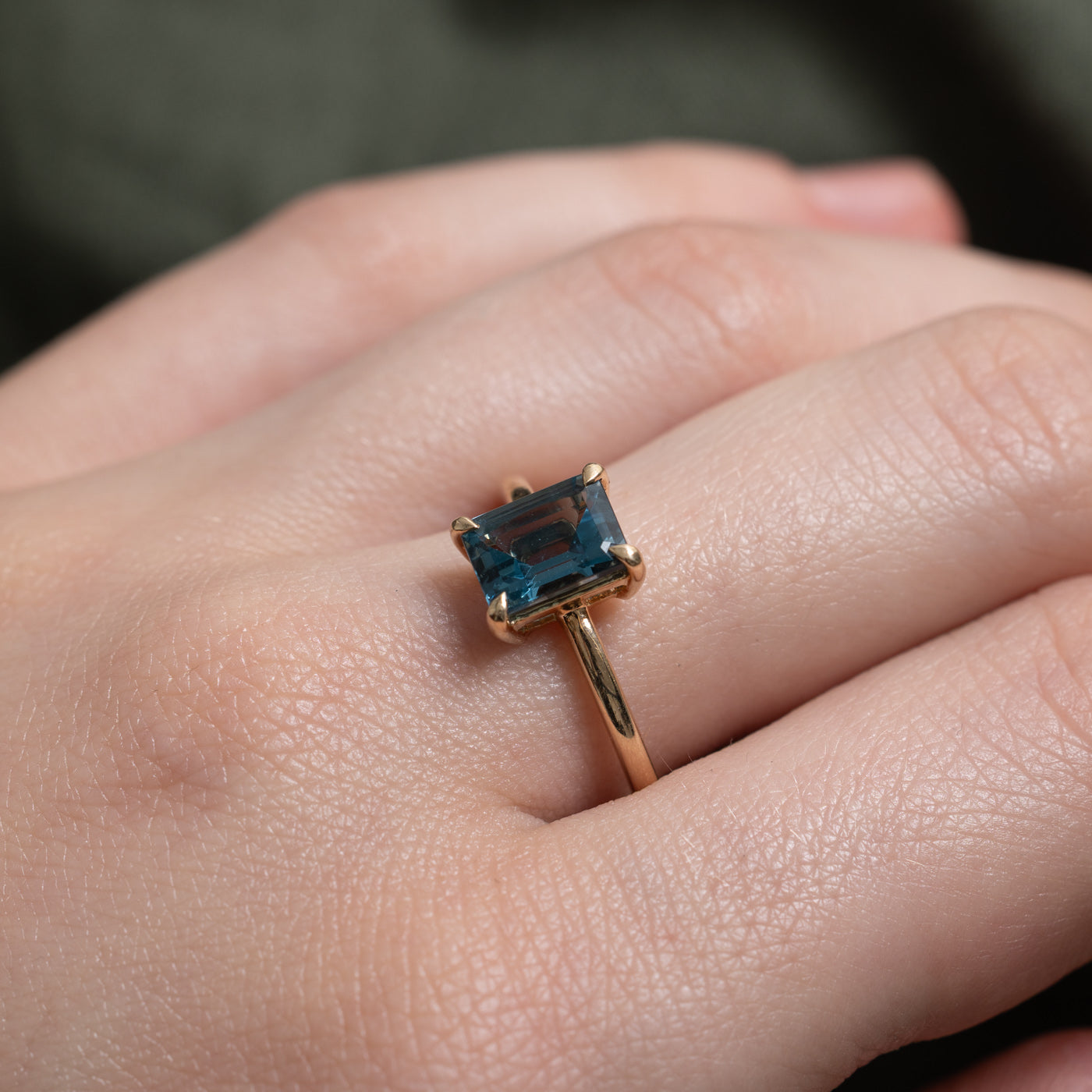 Solitaire Rectangle Cut Blue Topaz Ring | 1.60ct | SZ 7.25