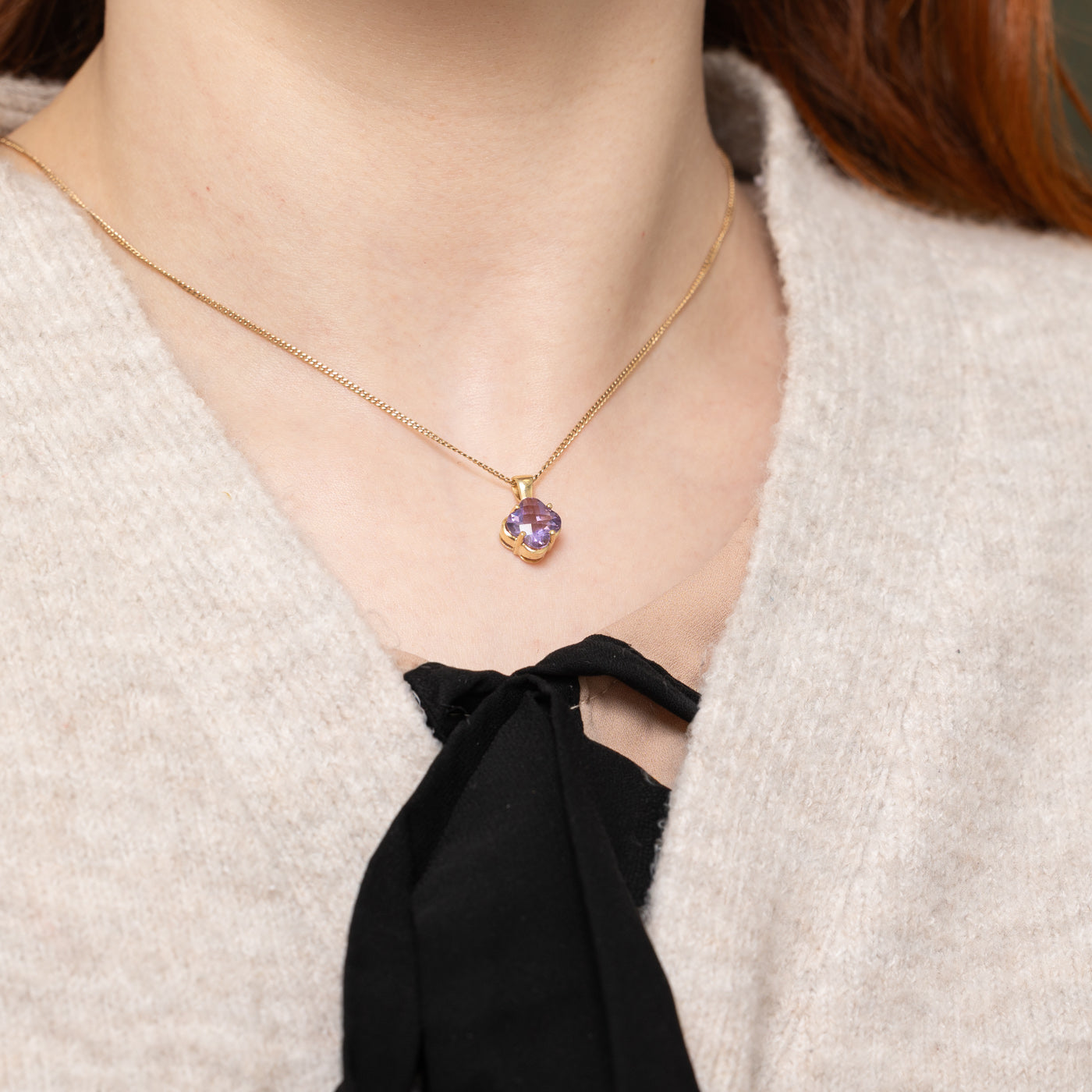 Clover Checkerboard Cut Amethyst Pendant | 2.00ct