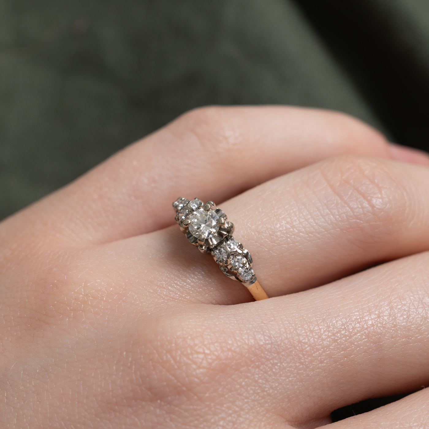 18k Illusion Set Diamond Cluster Accented Ring | 0.42ctw | SZ 7