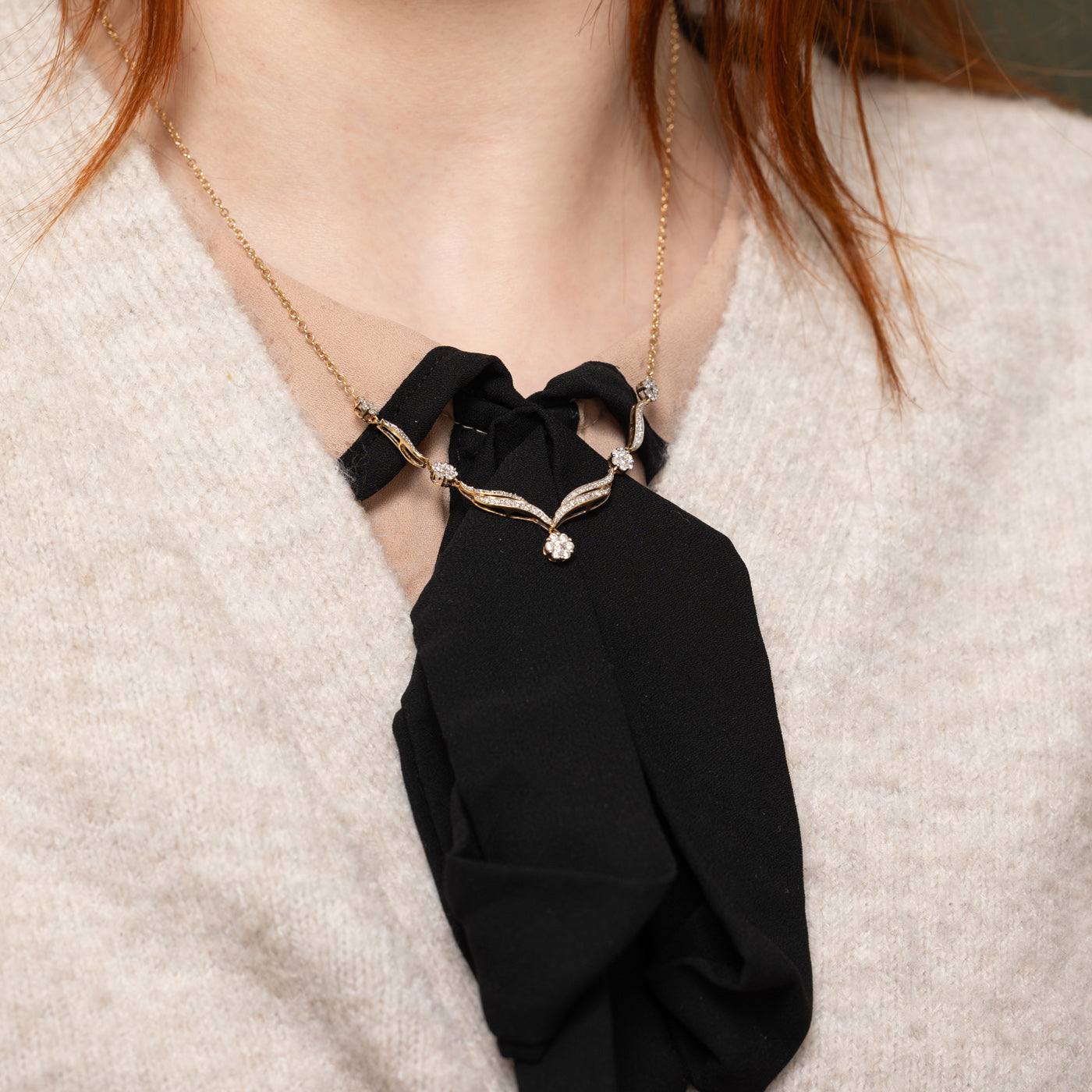 Diamond Cluster Wavy Necklace | 0.52ctw | 18"