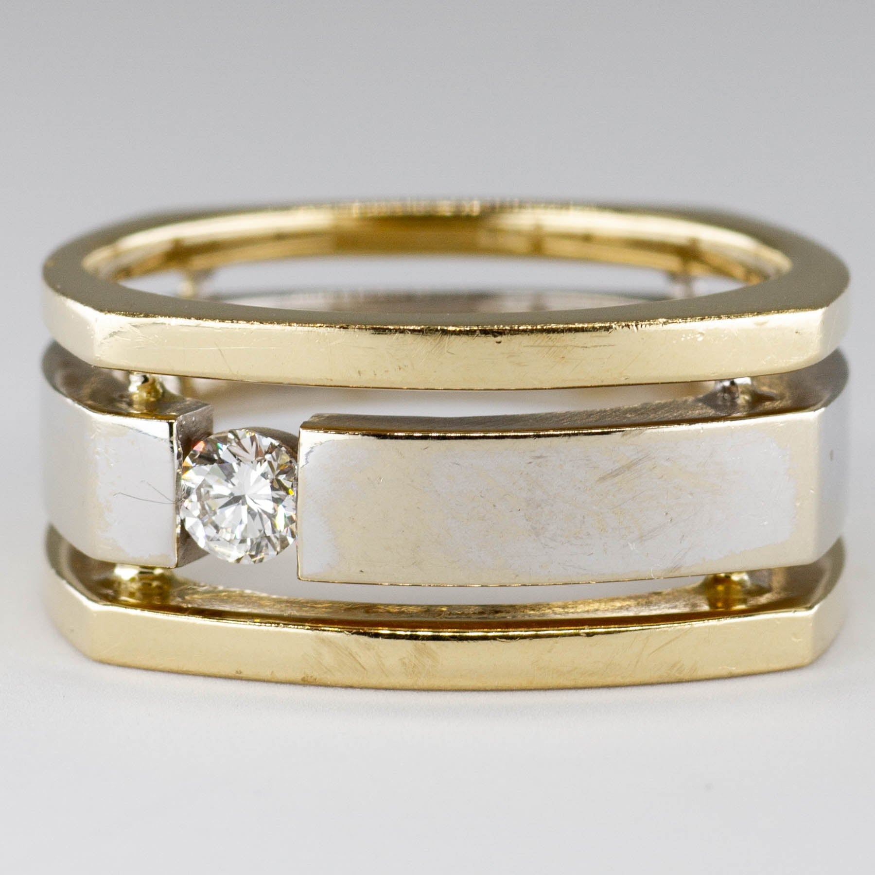 Tension Set Diamond Two Tone Gold Ring | 0.25ct | SZ 11 | - 100 Ways