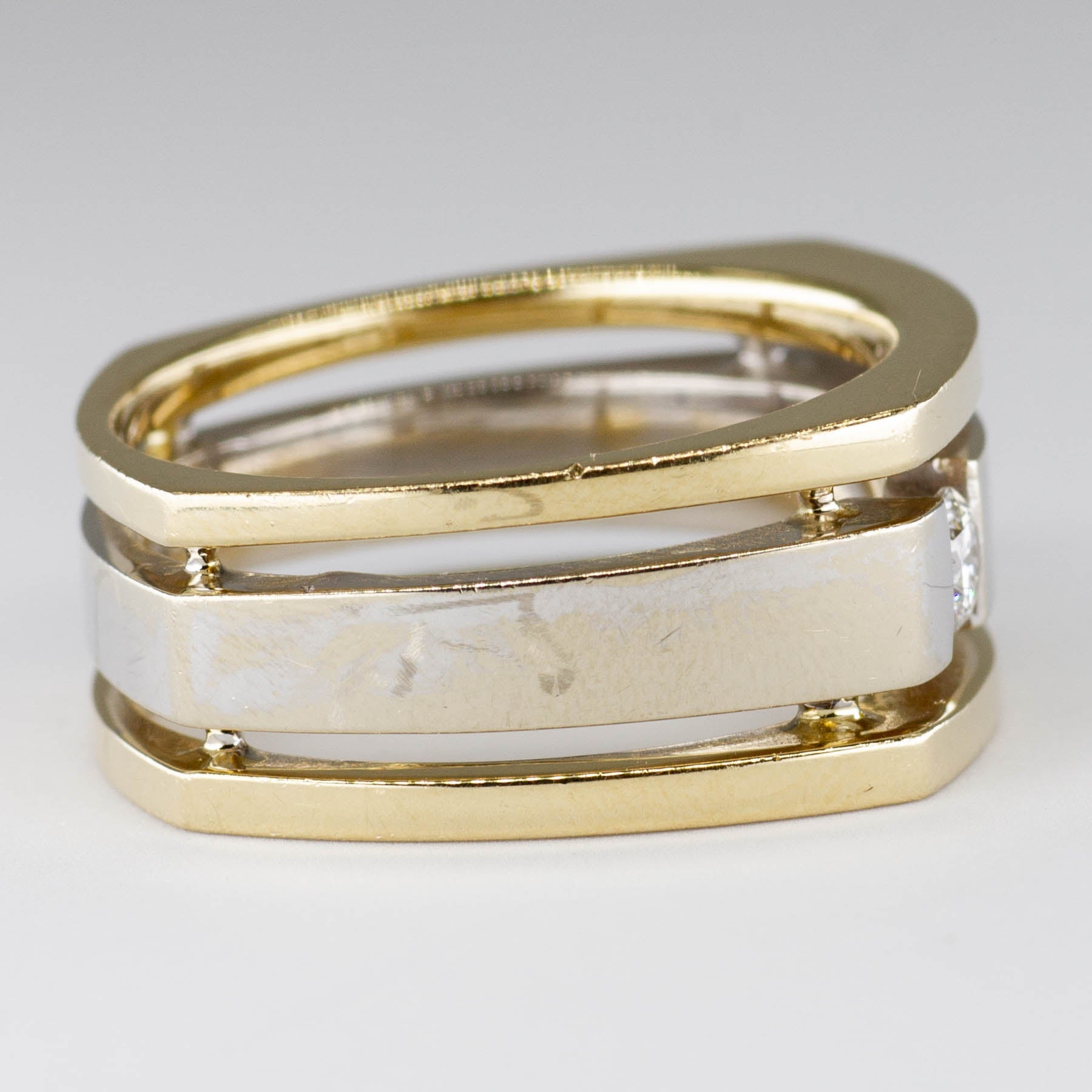 Tension Set Diamond Two Tone Gold Ring | 0.25ct | SZ 11 | - 100 Ways