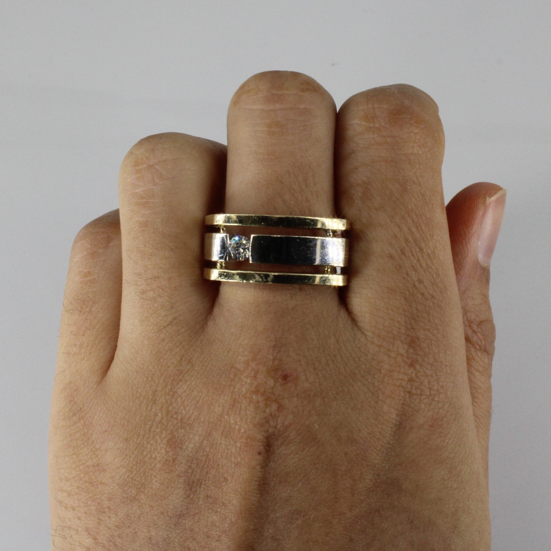 Tension Set Diamond Two Tone Gold Ring | 0.25ct | SZ 11 | - 100 Ways