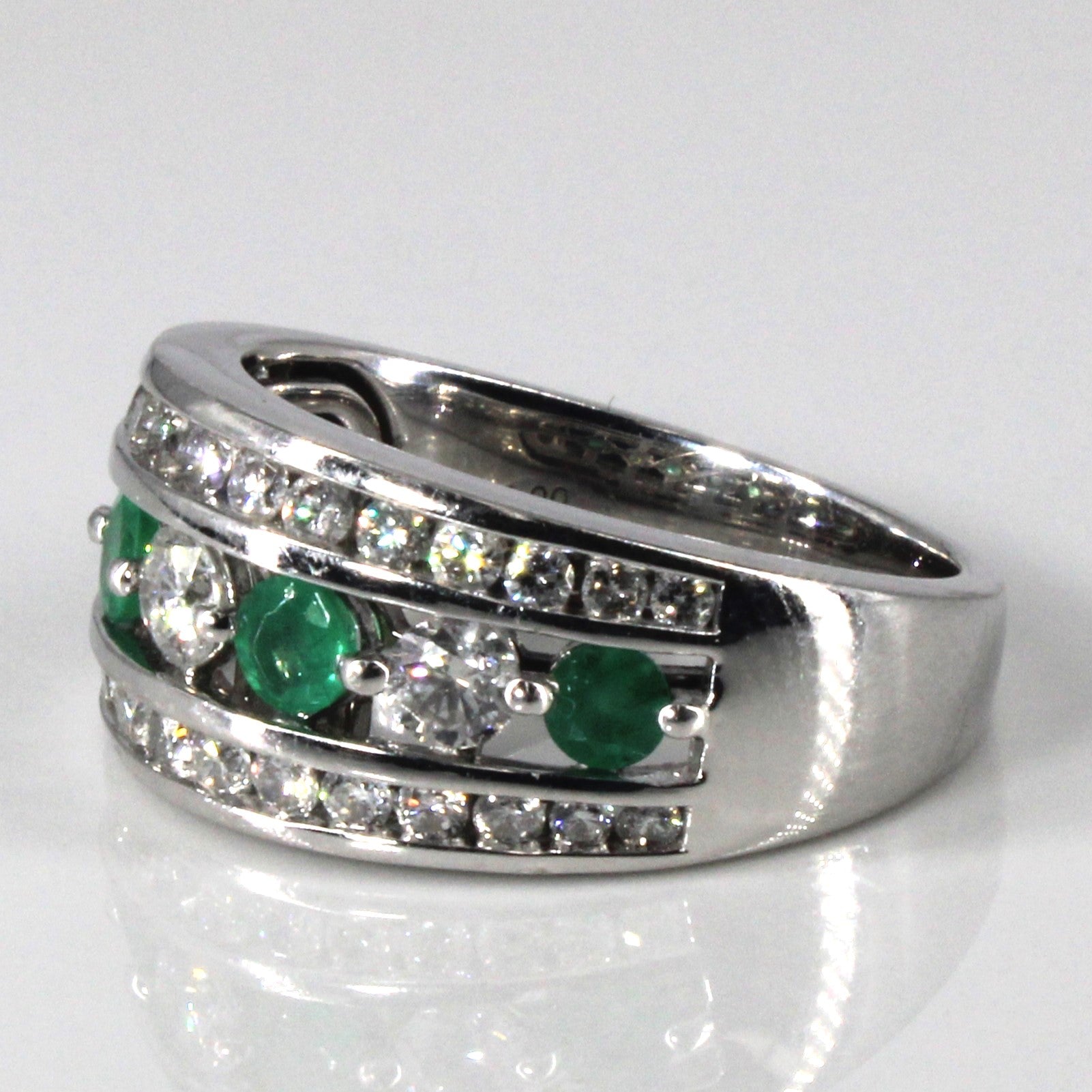 Tension Set Emerald & Diamond Ring | 1.00ctw | 0.50ctw | SZ 7.25 | - 100 Ways