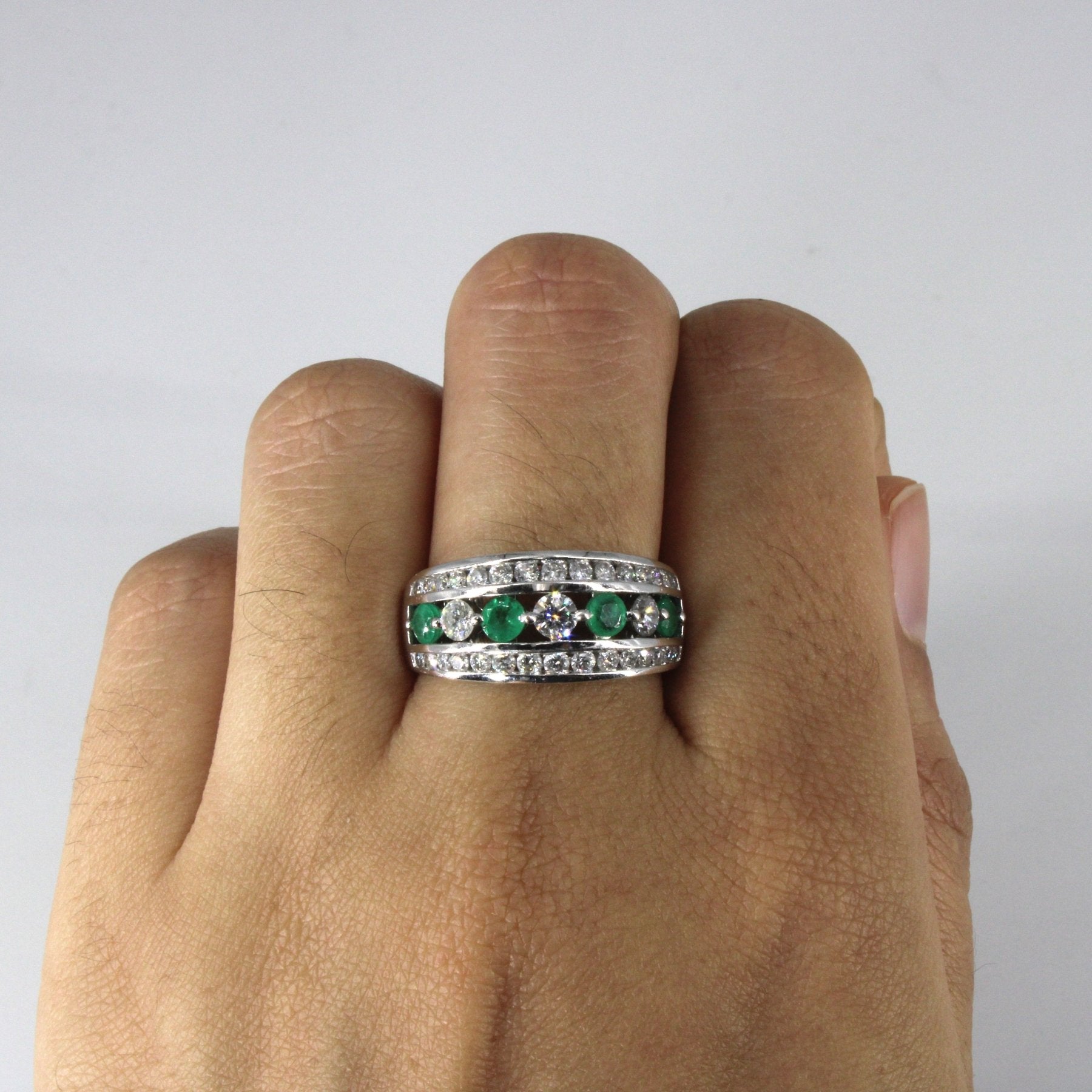 Tension Set Emerald & Diamond Ring | 1.00ctw | 0.50ctw | SZ 7.25 | - 100 Ways