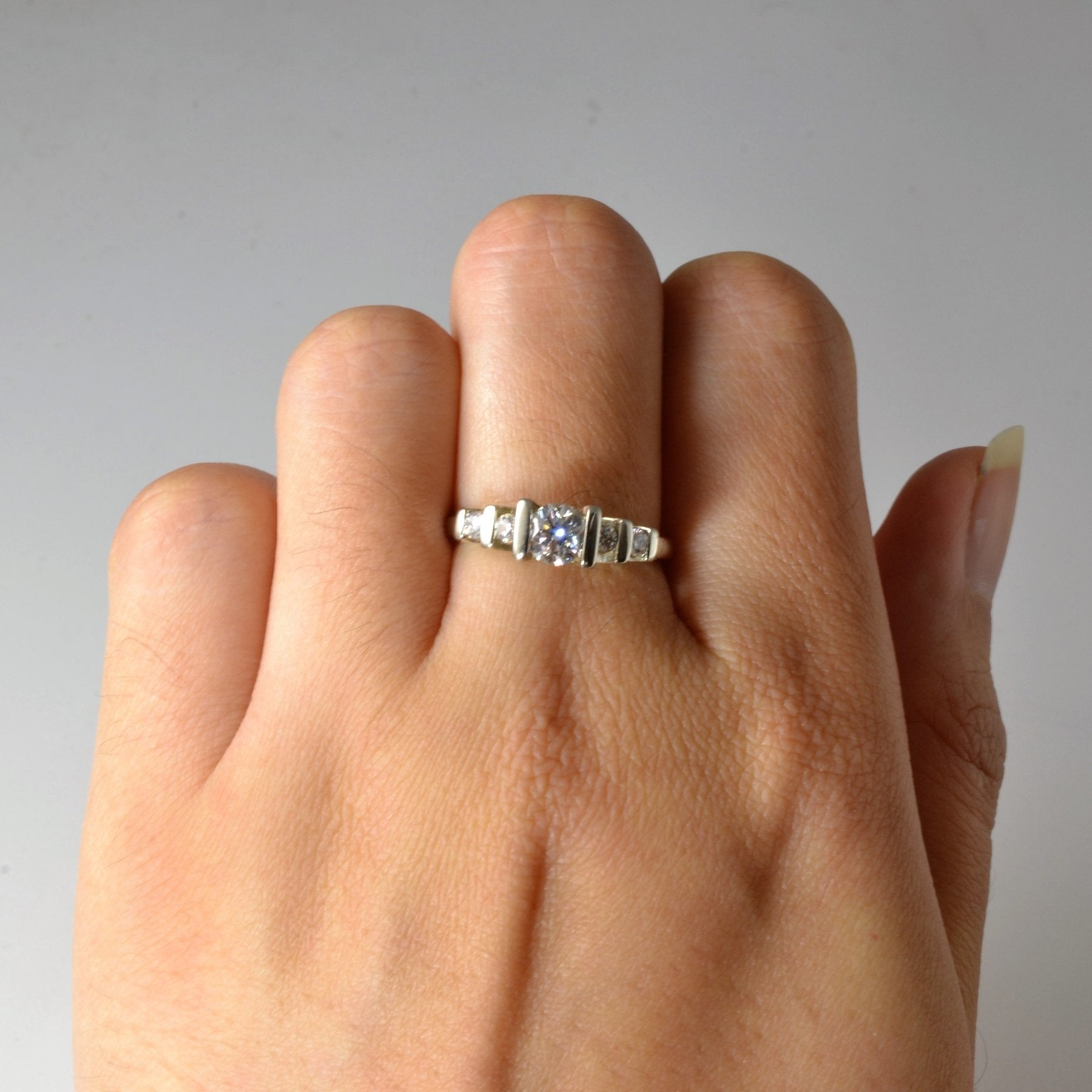 Tension Set Five Stone Diamond Ring | 0.80ctw | SZ 6.75 | - 100 Ways