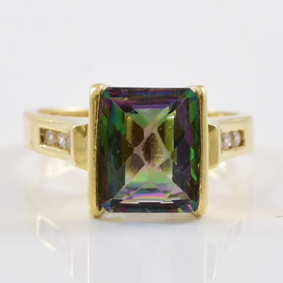 Tension Set Mystic Topaz & Diamond Ring | 0.12ctw, 3.70ct | SZ 7.75 |