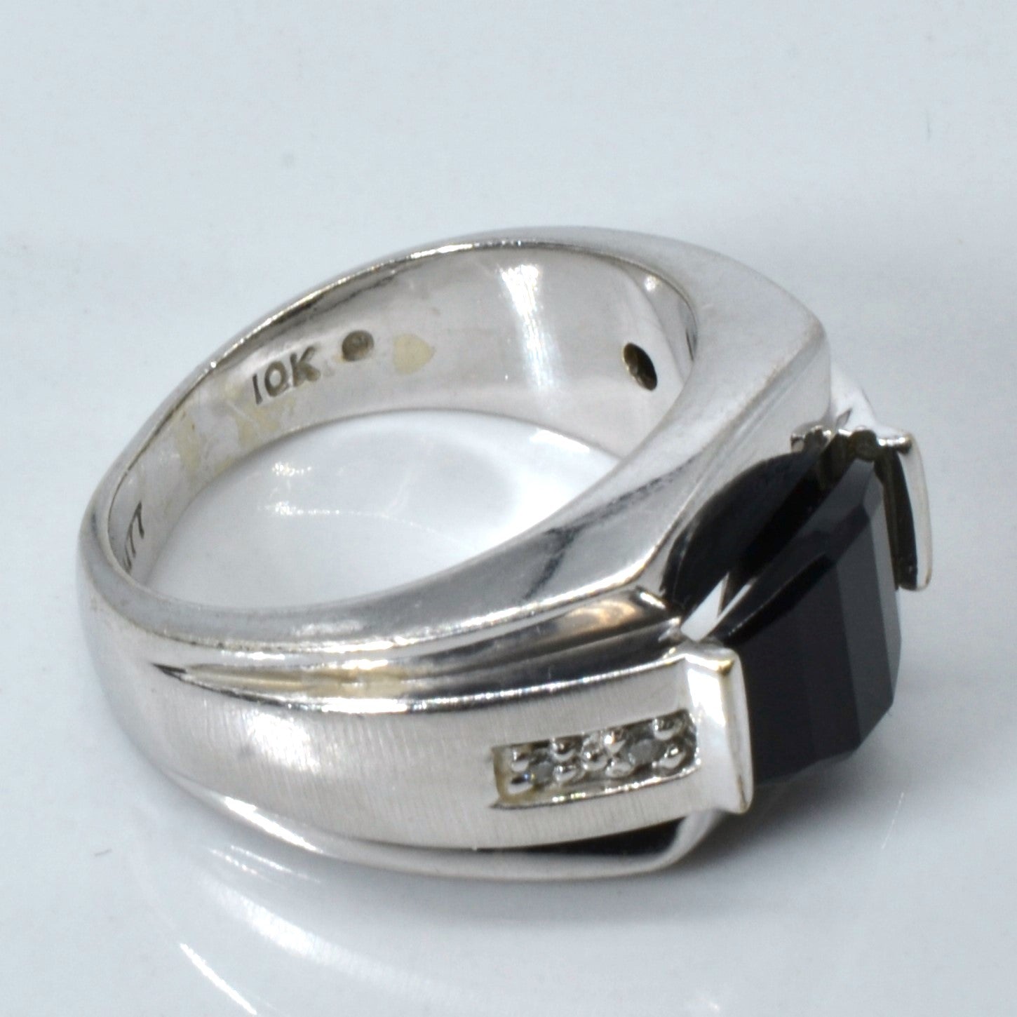 Tension Set Onyx and Diamond Ring | 2.00ct | 0.04ctw | SZ 8.75 | - 100 Ways