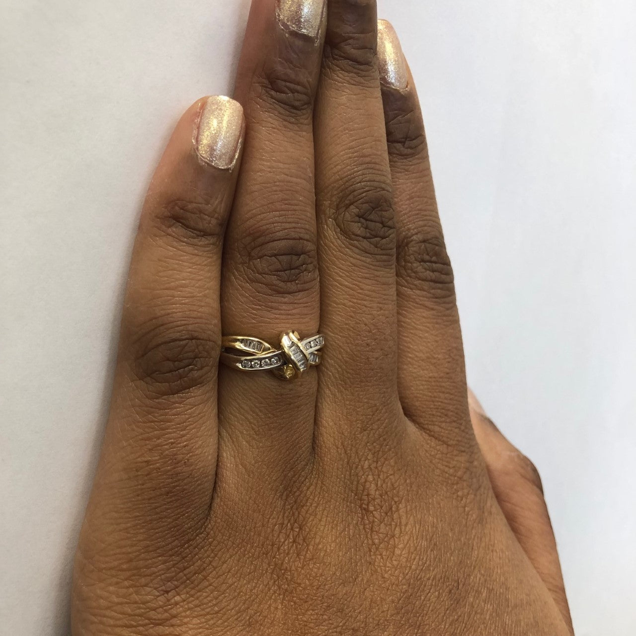 Two Tone Gold Diamond Knot Ring | 0.22ctw | SZ 8 |