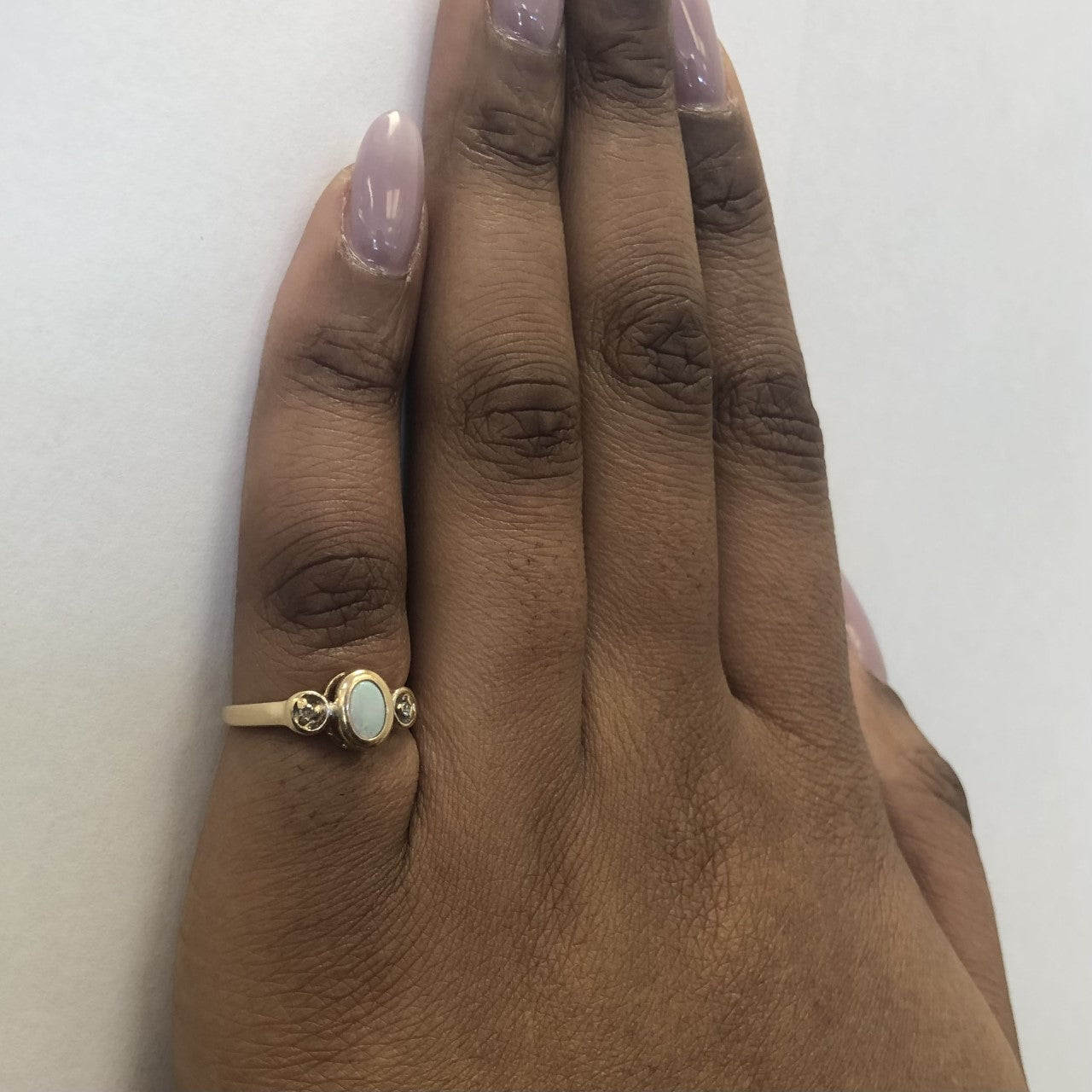 Bezel Set Opal & Diamond Ring | 0.20ct, 0.02ctw | SZ 5.5 |