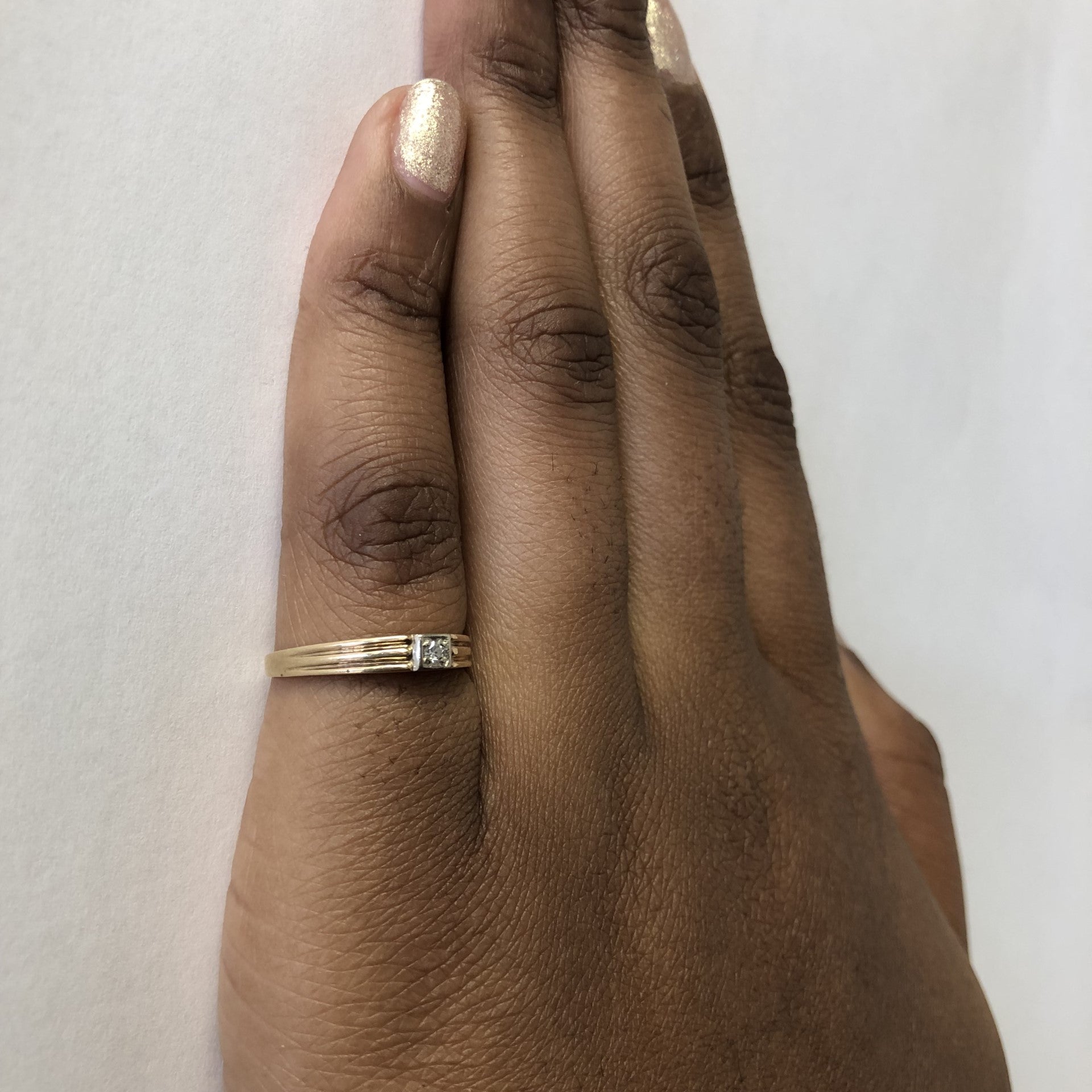 Solitaire Diamond Textured Ring | 0.03ctw | SZ 6.5 |