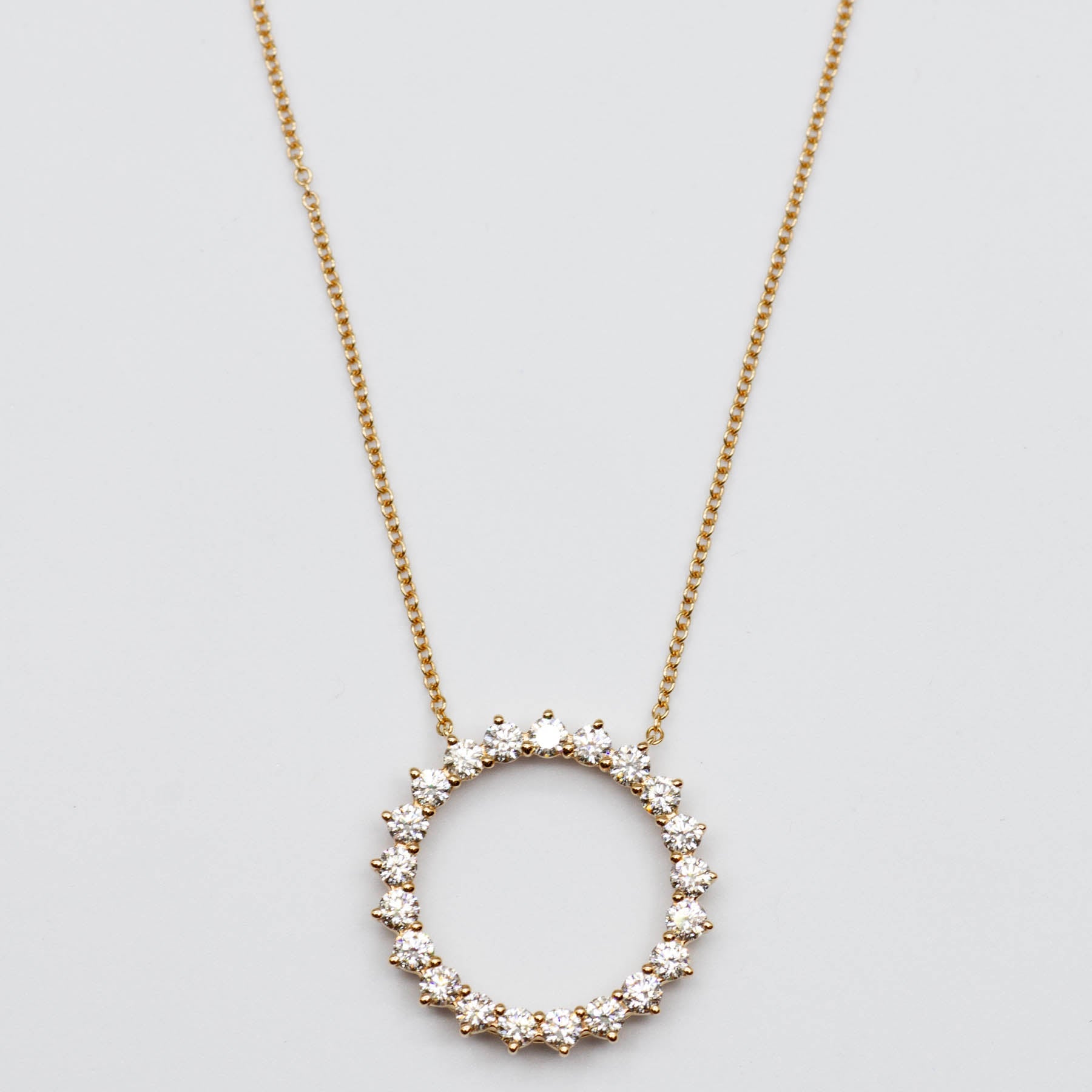 'Tiffany & Co.' 18k Rose Gold Open Circle Diamond Necklace | 0.93ctw | - 100 Ways