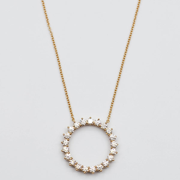 'Tiffany & Co.' 18k Rose Gold Open Circle Diamond Necklace | 0.93ctw |