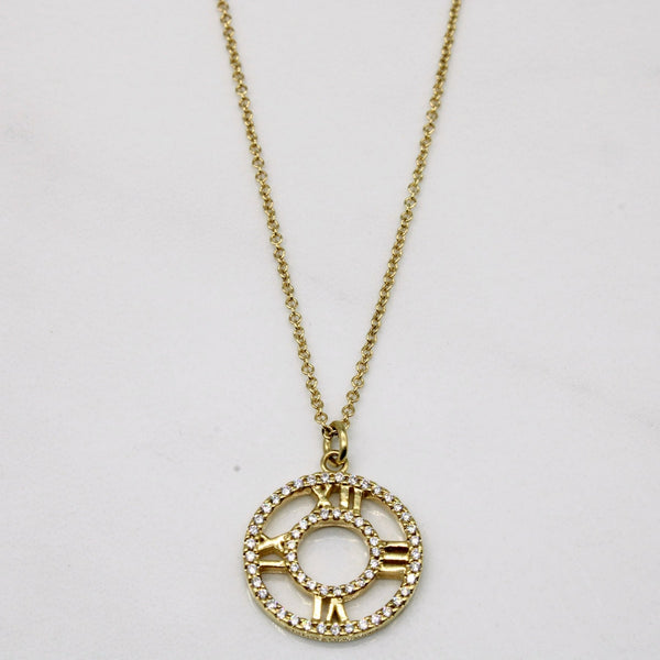 'Tiffany & Co' Diamond Atlas Pendant & 18k Necklace | 0.30ctw | 16