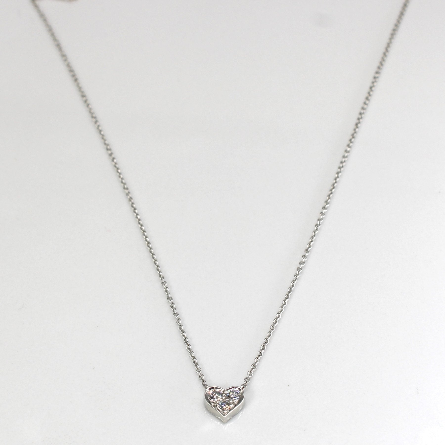 'Tiffany & Co' Diamond Heart Platinum Necklace | 0.14ct | 16" | - 100 Ways