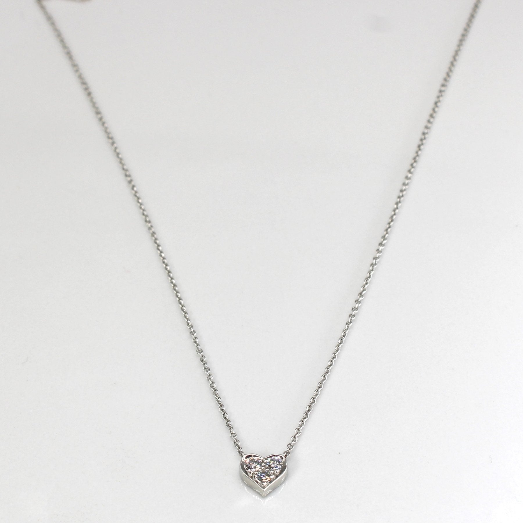 'Tiffany & Co' Diamond Heart Platinum Necklace | 0.14ct | 16