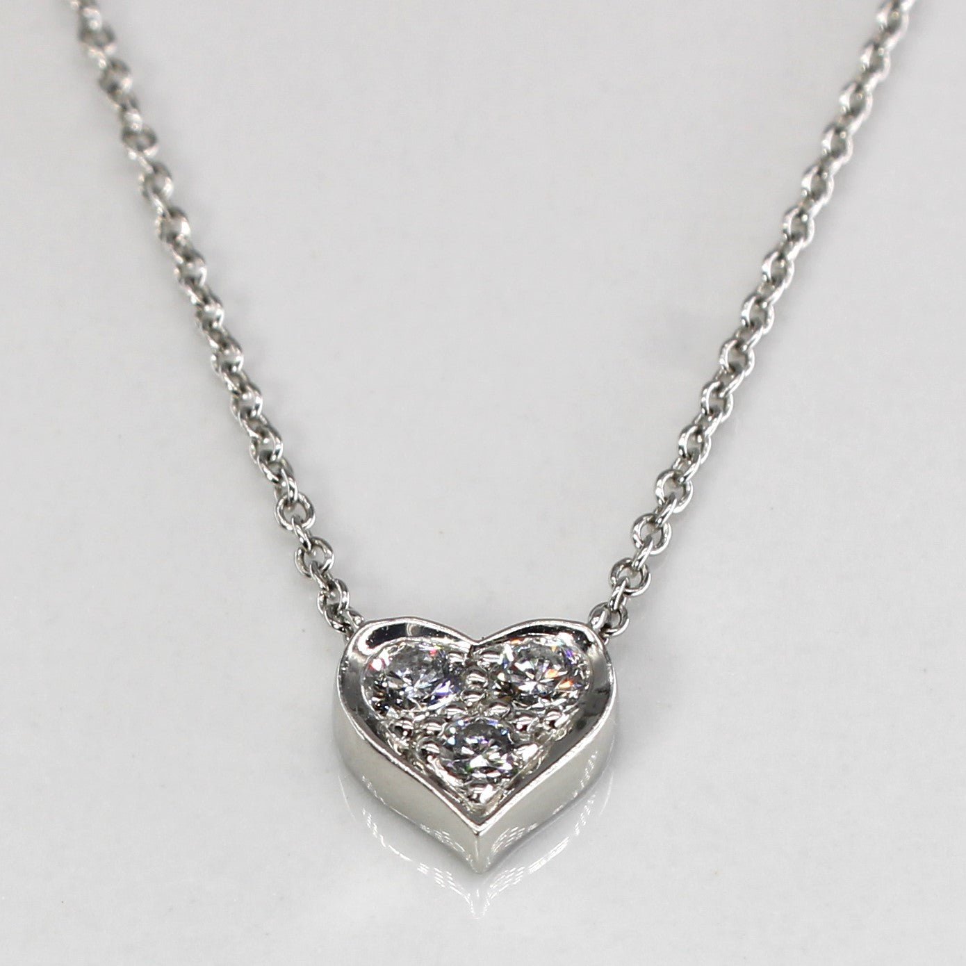 'Tiffany & Co' Diamond Heart Platinum Necklace | 0.14ct | 16" | - 100 Ways
